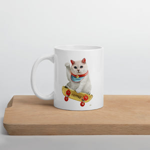 Coffee SkateBoard White glossy mug